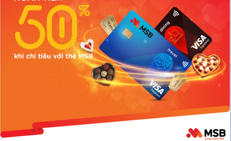 MSB hoan tien 50% khi chi tieu the quoc te dip 8/3