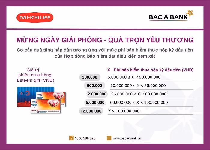 Mung ngay Giai phong, A Bank va Dai-ichi gui qua tang khach hang