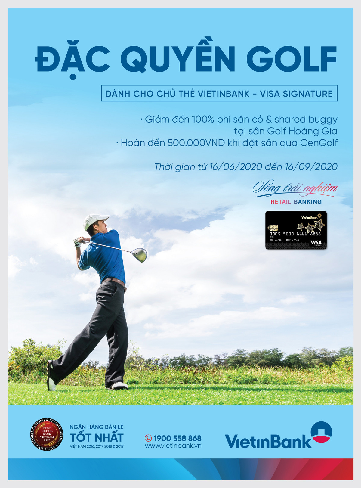 Trai nghiem dac quyen golf cho chu the VietinBank Visa Signature