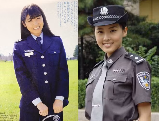 Nụ cười tươi của hai nữ binh sĩ Nhật Bản.