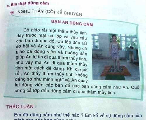 7. Bộ Giáo dục yêu cầu thu hồi cuốn sách dạy đi trên thủy tinh Ngày 25/8, Thứ trưởng Giáo dục và Đào tạo Nguyễn Vinh Hiển đã gửi công văn yêu cầu Nhà xuất bản Giáo dục thu hồi cuốn sách “Thực hành kĩ năng sống dành cho học sinh lớp 1” có bài học Vượt qua nỗi sợ xuất bản năm 2014. Được biết, cuốn sách này không phải sách giáo khoa trong hệ thống giáo dục phổ thông và đã được chỉnh lý, không còn sử dụng nội dung dạy học sinh vượt qua sợ hãi bằng cách đi trên thảm thủy tinh.