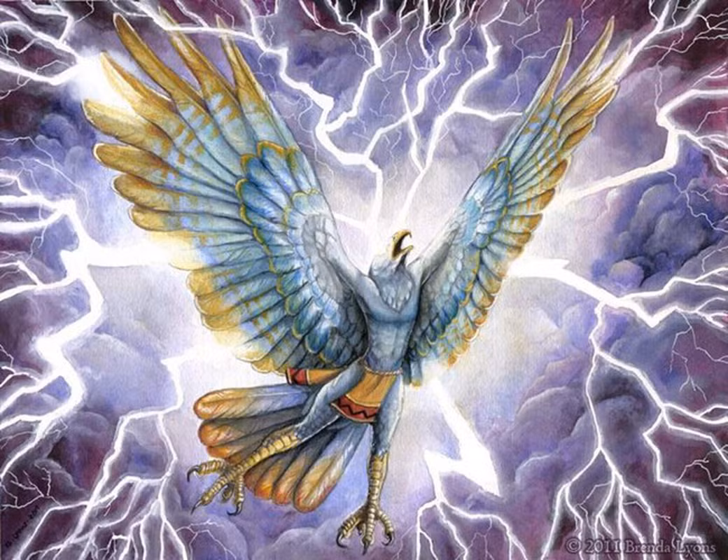 3. Trận chiến Lôi điểu và cá voi: Người Mỹ bản địa lưu truyền câu chuyện hư cấu về một con chim sấm sét (Thunderbird) sà xuống biển để bắt lấy con cá voi nguy hiểm cướp đi tài nguyên của bộ tộc Quileute. Cuộc chiến giữa hai con vật tạo ra những cơn sóng mạnh, khiến nhiều người thiệt mạng trong lúc hỗn loạn. Cuối cùng, chim sấm sét cố hết sức nâng cá voi lên khỏi mặt biển và thả nó xuống đất liền.