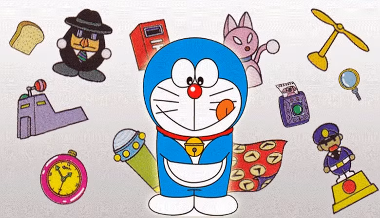 Doraemon sở hữu nhiều bảo bối tuyệt vời và hữu ích, từ cánh cửa kết nối với tương lai cho tới một chiếc bút bi có khả năng viết thực hiện những điều ước của người sử dụng.