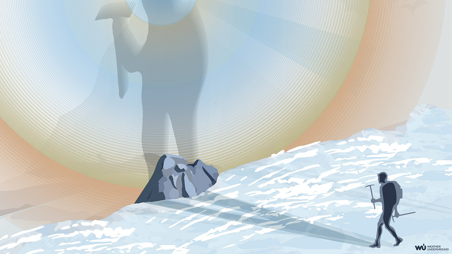 Điều đặc biệt là "bóng ma" này có thể được nhìn thấy rõ ràng nếu như người quan sát đang ở trên đỉnh núi, và điều này giải thích tại sao Brocken spectre thường được nhìn thấy trên các đỉnh núi.