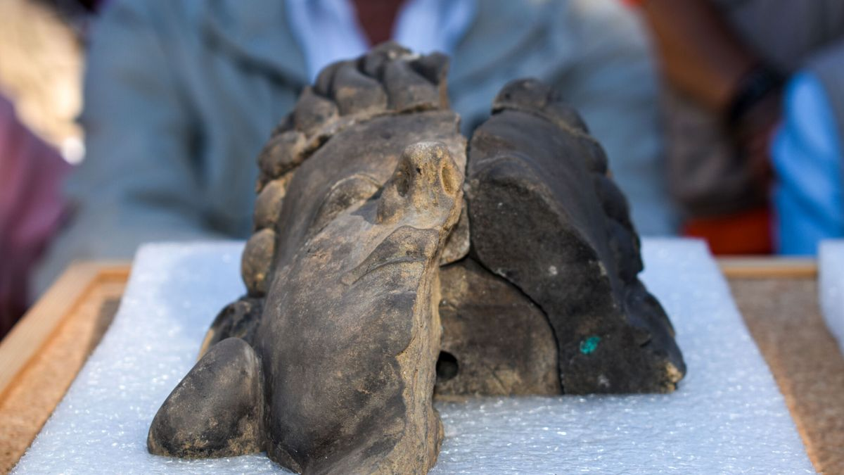 Cặp phù điêu còn lại được bảo quản kém hơn, có thể là mô tả về những vị thần đang trông chừng chiến binh, và là một phần của khung cảnh điêu khắc lớn hơn.