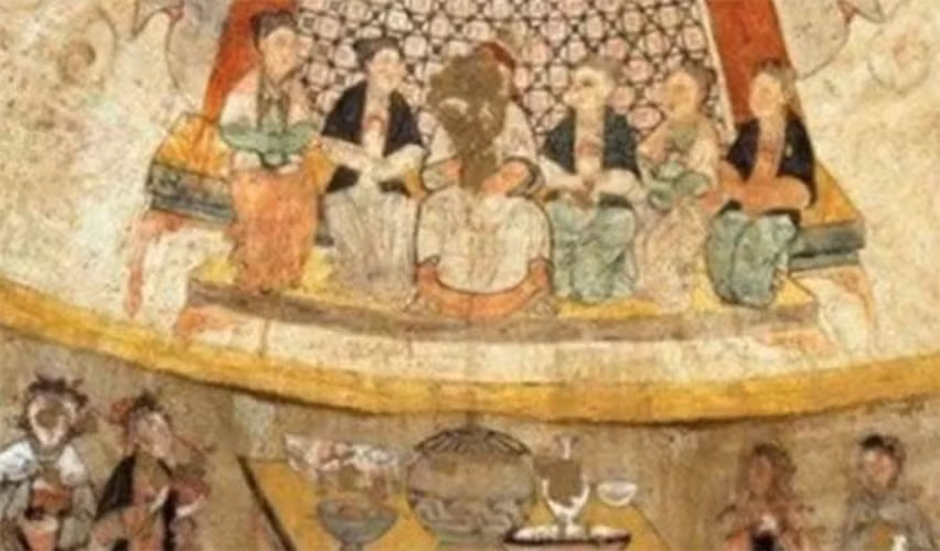 Bức họa hai cô hầu gái được tìm thấy trong lần khai quật mộ ở huyện Tô Tiên, thành phố Sâm Châu, tỉnh Hồ Nam, Trung Quốc. (Ảnh minh họa)