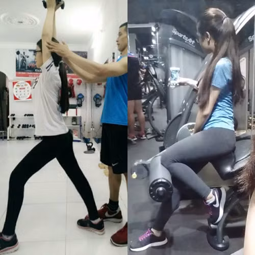 Thế nhưng, ở bức ảnh hiện tại, Lê Trang đã biến thành một cô gái hoàn toàn khác: vóc dáng phổng phao, mái tóc suôn dài, làn da trắng nõn… cùng phong cách ăn mặc gợi cảm. Nhiều người không tin nổi, hai cô gái trong bức ảnh trên là một.