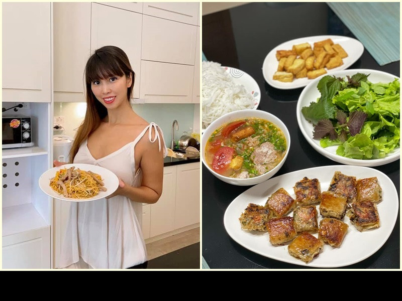 Nữ người mẫu cho biết, cô trở thành bà mẹ nội trợ bỉm sữa đúng nghĩa. Cô chăm sóc con gái, chuẩn bị bữa cơm cho ông xã. Thời gian còn lại, Hà Anh làm việc online.