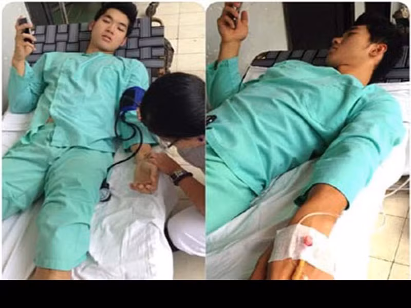 Năm 2013, trên phim trường, Trương Nam Thành bị hụt chân xuống hố sâu nên bị đứt dây chằng ở chân và phải mổ để nối lại. Sau ca phẫu thuật, nam diễn viên phải tránh các hoạt động mạnh trong suốt 2 tháng. Ảnh: Zing