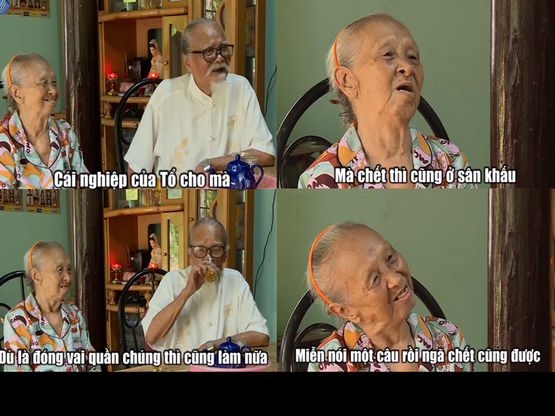 Sau kết hôn, bà Bình hy sinh sự nghiệp để lui về làm hậu phương cho chồng. Do theo nghề cải lương, nghệ sĩ Hữu Thành đi tới đâu là vợ con đi theo đó nên cuộc sống rất khổ cực. Có thời điểm vì theo đoàn quá khổ, bà Bình dắt các con về nhà tự mưu sinh. Có khi 5-6 tháng, nghệ sĩ Hữu Thành mới về nhà một lần. Ảnh: HTV