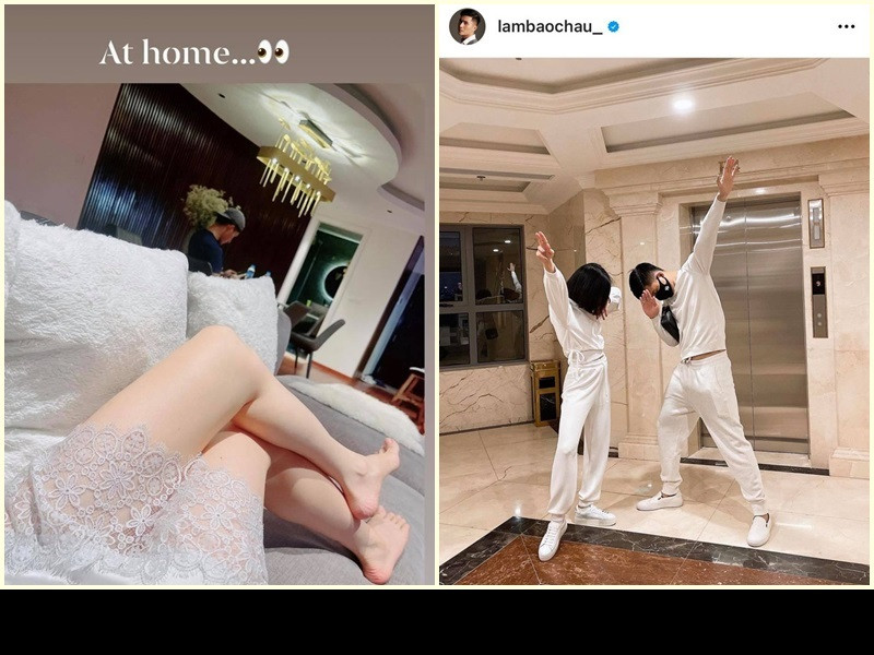 Mùa dịch, Lệ Quyên vào bếp nấu ăn, cắt tóc cho Lâm Bảo Châu. Còn nam người mẫu phụ giúp bạn gái đi chợ, hướng dẫn Lệ Quyên tập luyện tại nhà. Nhiều cư dân mạng đặt nghi vấn cả hai đang sống chung một nhà.