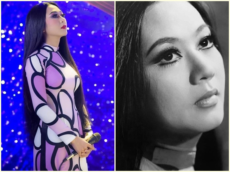 “Vợ sắp cưới” của Quang Lê được khen giống cố nghệ sĩ Thanh Nga (phải). Cô từng hóa thân thành tượng đài sân khấu Thanh Nga vào năm 2017 trong liveshow Sài Gòn Bolero và Hưng. Ảnh: Tiền Phong