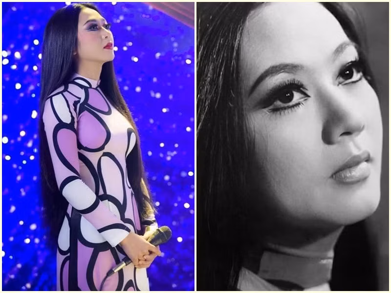 “Vợ sắp cưới” của Quang Lê được khen giống cố nghệ sĩ Thanh Nga (phải). Cô từng hóa thân thành tượng đài sân khấu Thanh Nga vào năm 2017 trong liveshow Sài Gòn Bolero và Hưng. Ảnh: Tiền Phong