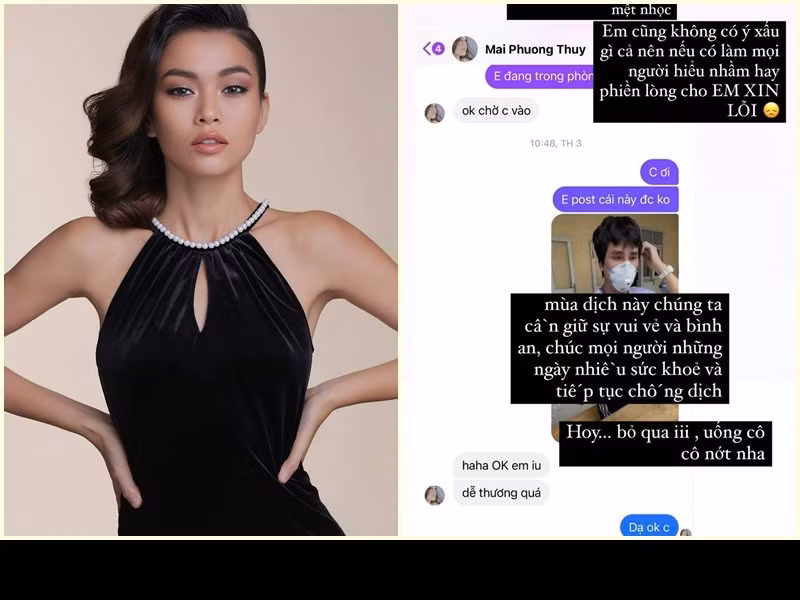 Mới đây, trong một clip, Mâu Thủy trêu đùa Hoàng Phi Kha rằng Mai Phương Thúy có xét nghiệm dương tính. Nhiều người cho rằng trò đùa của Mâu Thủy kém duyên giữa mùa dịch. Giữa ồn ào, Mâu Thủy phân trần rằng cô không có ý xấu. Nàng á hậu còn chia sẻ cuộc trò chuyện được Mai Phương Thúy đồng ý về việc đăng tải clip.