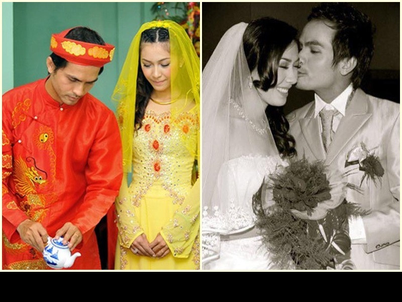 Cách đây 11 năm, diễn viên Đức Tiến kết hôn cùng Hoa hậu Áo dài Dallas Bình Phương sau 2 năm hẹn hò. Cặp đôi sống xa cách khoảng 3 năm trước khi Đức Tiến sang Mỹ đoàn tụ cùng vợ. Ảnh: Ngôi sao