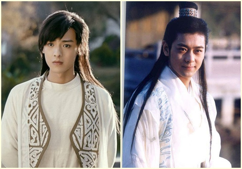 Cùng đóng Đoàn Dự trong "Thiên long bát bộ", Bạch Chú (trái) đang bị chê tơi tả về ngoại hình lẫn diễn xuất trong khi Lâm Chí Dĩnh được khen ngợi. Lâm Chí Dĩnh có vai diễn để đời ở phiên bản năm 2003.