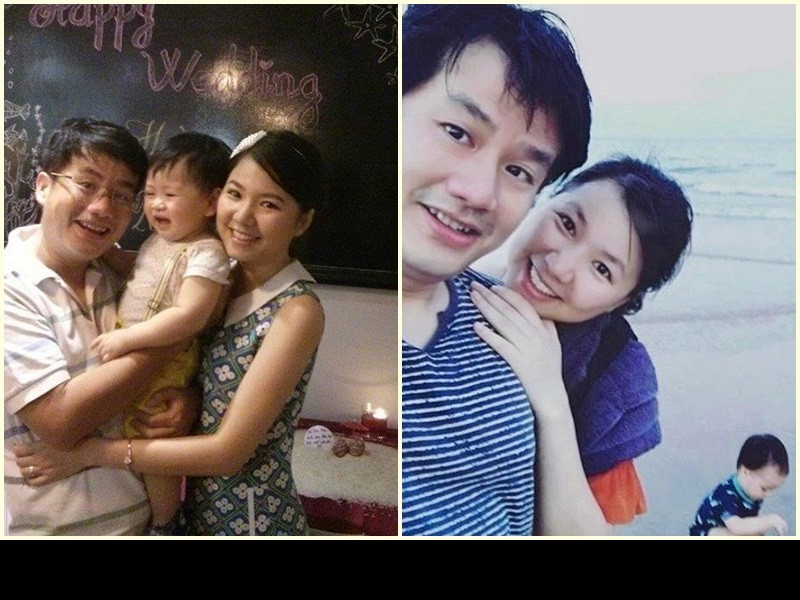 Hình ảnh vợ chồng Ngô Quỳnh Anh hạnh phúc bên con trai.