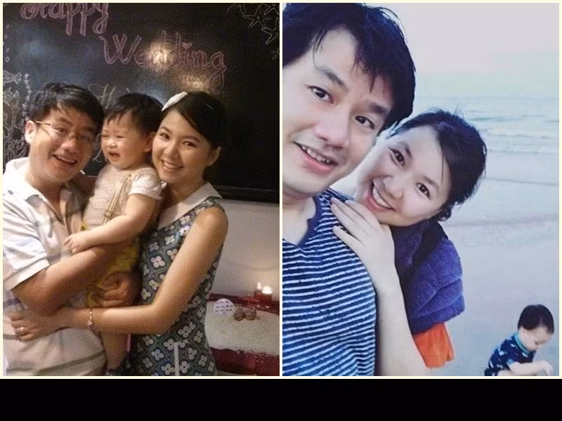 Hình ảnh vợ chồng Ngô Quỳnh Anh hạnh phúc bên con trai.