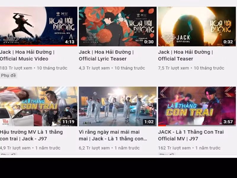 Thu nhập của Jack còn đến từ Youtube. Tài khoản Youtube của nam ca sĩ có 5,7 triệu tài khoản theo dõi. Trên kênh này, các MV của Jack đạt hàng chục triệu đến trăm triệu lượt xem như “Hoa hải đường” (183 triệu lượt xem), “Đom đóm” (118 triệu lượt xem), “Là một thằng con trai” (162 triệu lượt xem). Nhiều người cho rằng số tiền Jack kiếm được Youtube không hề nhỏ.