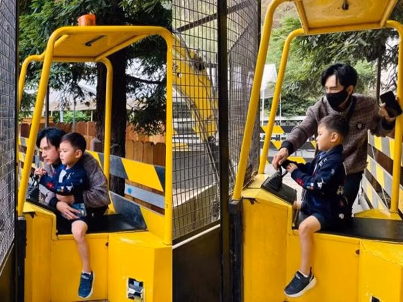 Bé Thiên Từ có khoảng thời gian vui vẻ ở nông trại bên bố mẹ. Ảnh: Công lý và xã hội