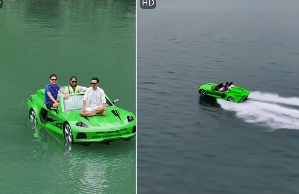 Xôn xao hình ảnh “ô tô hạng sang” lướt trên vịnh Hạ Long trái phép Xon xao hinh anh “o to hang sang” luot tren vinh Ha Long trai phep