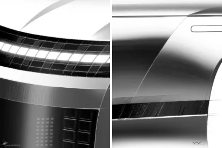 Hông Ioniq 9 có hầu như không có sự khác biệt với mẫu Concept, trụ D làm to bảng, đuôi xe vuông vức (giống Santa Fe thế hệ mới).