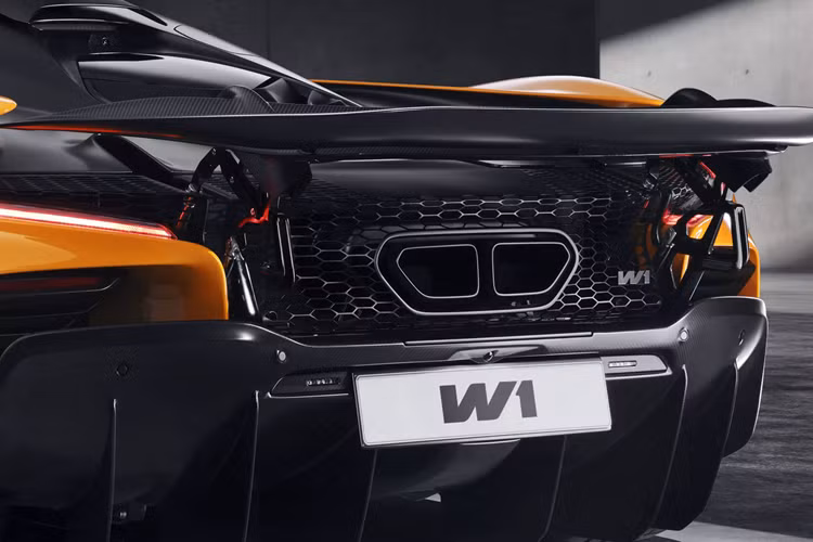 Hệ thống treo trước được thiết kế để không cản trở hiệu quả khí động học, với xương đòn thấp hơn nhờ thanh đẩy và bộ giảm chấn bên trong. Khung cửa sổ nhỏ hơn và ghế ngồi vẫn cố định tại chỗ, với bàn đạp, vô-lăng và các nút điều khiển khác có thể điều chỉnh thay thế. Đặc biệt, cửa cánh chim cũng giúp W1 tạo ra sự khác biệt so với phần còn lại của dải sản phẩm McLaren vốn quen thuộc với cửa cánh bướm.