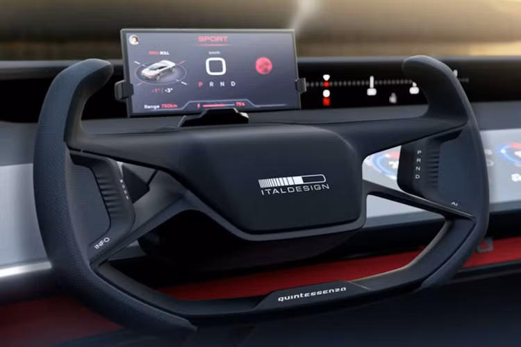 Quintessenza có ngoại thất được trang bị các tấm ốp thân xe dày trên bánh xe 24 inch, các bộ phận chiếu sáng theo chiều dọc và ngang sắc nét phía trước và phía sau cùng một mái che giúp chuyển đổi giữa kiểu dáng GT và bán tải.