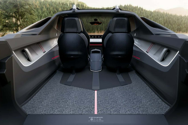 Mẫu Concept cũng có thể điều chỉnh khoảng sáng gầm xe từ 200 mm đến 280 mm. Mẫu xe còn được trang bị cửa cắt kéo cũng như cửa sau điện tiện dụng. Cung cấp năng lượng cho xe điện là một bộ pin dung lượng 150 kWh cung cấp năng lượng cho ba động cơ điện – một bộ truyền động trục trước và hai động cơ ở trục sau.