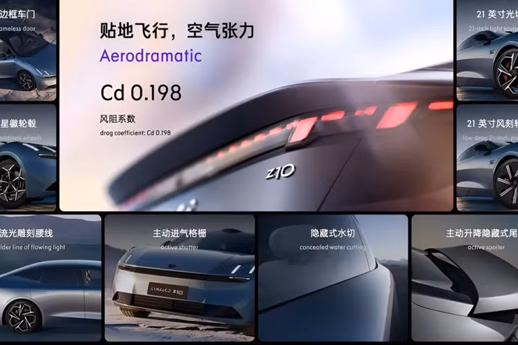 Kích thước của nó là chiều dài 5.028 mm, chiều rộng 1.966 mm và 1468 mm chiều cao, đưa nó vào danh mục xe sedan cỡ trung đến lớn, với chiều dài cơ sở là 3.005 mm. Bên trong, chiếc sedan chạy điện Lynk &amp; Co Z10 mang đến một môi trường sang trọng và công nghệ tiên tiến.