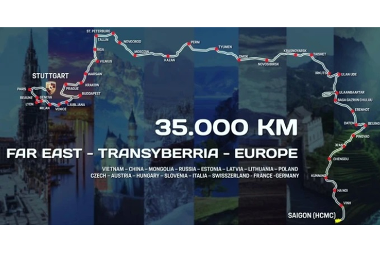 Ước tính quãng đường lên đến 35.000 km. Tại Việt Nam, đoàn sẽ xuất phát từ TP.HCM và di chuyển ra phía bắc để tiến vào lãnh thổ Trung Quốc. Ngay sau khi thông tin về tour của Porsche Việt Nam này được đăng tải, “đại gia phố núi” Cường Đô La đã nhanh tay, đăng ký tham gia.