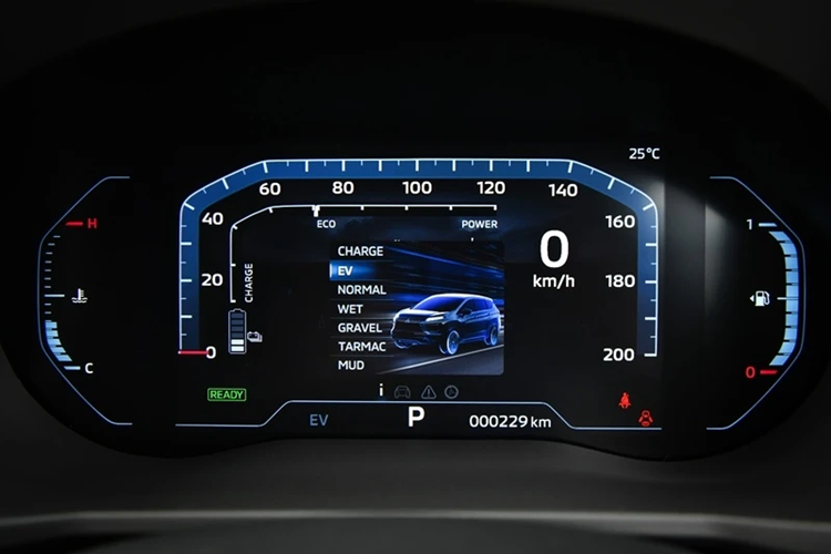 Phía sau vô lăng là màn hình điện tử LCD kích thước 8 inch.