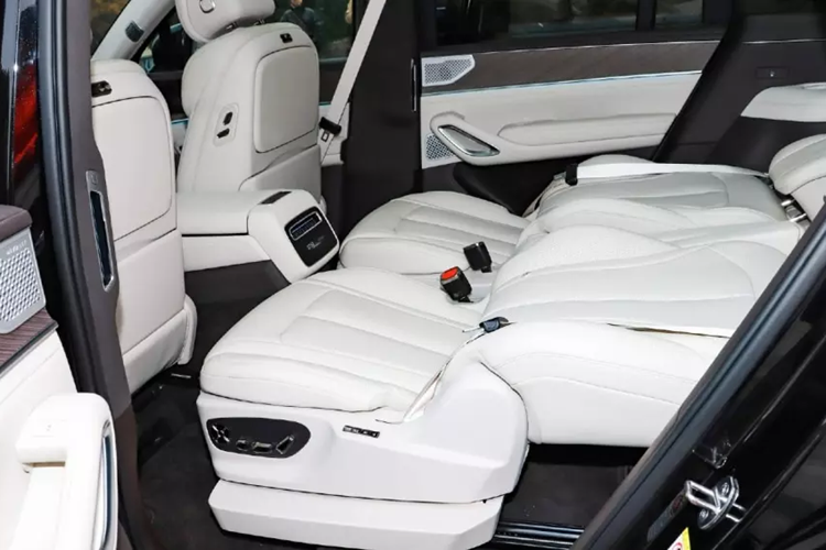 Một màn hình 13,2 inch khác nằm ở phía hành khách phía trước. Đường hầm trung tâm của Denza N9 có phong cách tối giản với hai đế sạc không dây, một khối nút bấm vật lý và một ngăn ẩn. Ghế trước của Denza N9 có chức năng hỗ trợ bên hông chủ động. Ghế hành khách phía trước hỗ trợ chế độ không trọng lực.