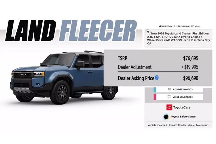 Thậm chí trên trang web của đại lý Thompsons Toyota này còn tự tin giới thiệu rằng “Không nơi nào bán Toyota Land Cruiser 2024 rẻ hơn chúng tôi”.