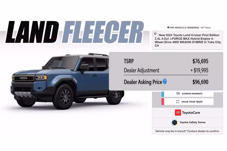 Thậm chí trên trang web của đại lý Thompsons Toyota này còn tự tin giới thiệu rằng “Không nơi nào bán Toyota Land Cruiser 2024 rẻ hơn chúng tôi”.