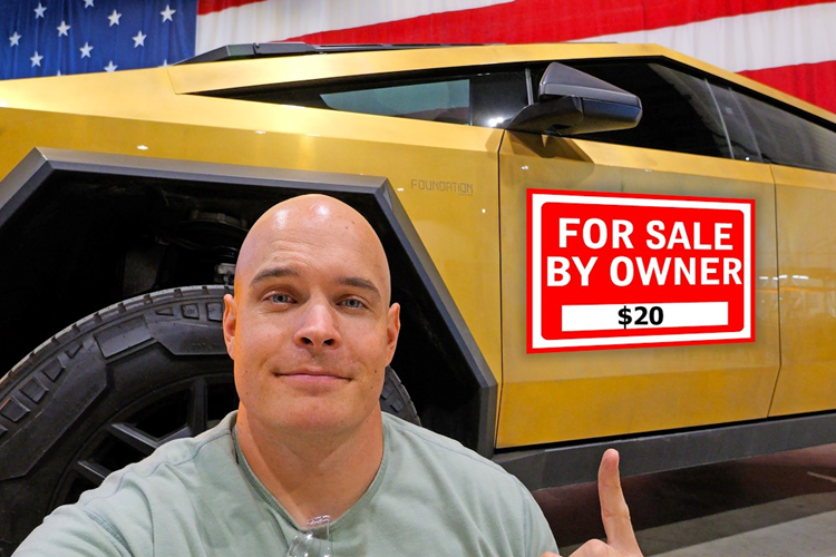 Chiếc Tesla Cybertruck Foundation Series mạ vàng 24K thuộc sở hữu của Zack Nelson, YouTuber khá nổi tiếng, hiện tại, anh đang muốn bán đấu giá chiếc xe này để quyên góp từ thiện. Ngoài phần ngoại thất được mạ vàng 24K, chiếc xe bán tải điện này còn có chữ ký của một số người nổi tiếng đã đánh giá nó.