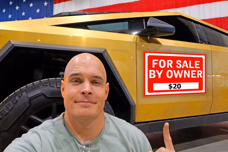 Chiếc Tesla Cybertruck Foundation Series mạ vàng 24K thuộc sở hữu của Zack Nelson, YouTuber khá nổi tiếng, hiện tại, anh đang muốn bán đấu giá chiếc xe này để quyên góp từ thiện. Ngoài phần ngoại thất được mạ vàng 24K, chiếc xe bán tải điện này còn có chữ ký của một số người nổi tiếng đã đánh giá nó.