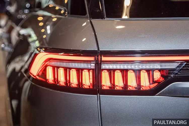 Ngoài ra, ở chắn bùn trước và ốp gương chiếu hậu còn có nẹp trang trí màu bạc. Đằng sau mẫu SUV hạng trung này là cụm đèn hậu nằm vắt ngang cửa cốp và ăn sâu sang hai bên sườn xe.