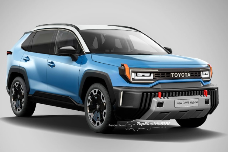 Phần đầu xe gây ấn tượng với cản trước lớn, khỏe khoắn, đi cùng lưới tản nhiệt và cụm đèn pha đậm chất offroad. Không rõ khoang cabin của của xe SUV Toyota RAV4 2026 được làm mới thế nào nhưng chắc chắn vẫn tuân theo bố cục giống các mẫu Toyota mới ra mắt gần đây.