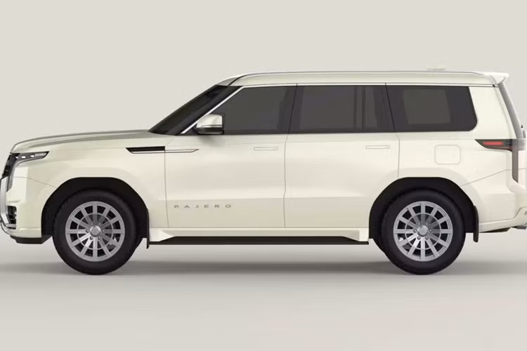 Nhằm tăng vẻ sang trọng cho mẫu SUV này, nhà thiết kế đã lựa chọn lớp sơn phủ cùng màu thân xe, tay nắm cửa nằm gọn và nắp ca-pô dạng vỏ sò. Định hướng thiết kế này hoàn toàn phù hợp với những thông tin gần đây từ Nhật Bản cho biết thế hệ Pajero tiếp theo có thể sẽ được nâng lên phân khúc xe sang.