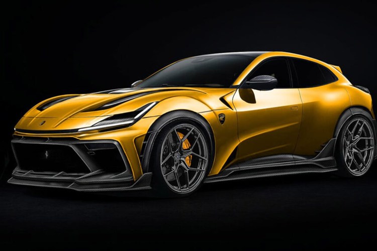 Bộ bodykit biến chiếc Ferrari Purosangue độ Keyvany trở nên góc cạnh, dữ dằn hơn đáng kể so với thiết kế nguyên bản. Ở phía trước, cản trước được thiết kế lại với các khe hút gió lớn hơn, loại bỏ thiết kế nguyên bản của phần cản trước. Xe được trang bị bộ chia hai tầng mạnh mẽ hơn với họa tiết sợi carbon độc đáo được kéo dài nhô ra.