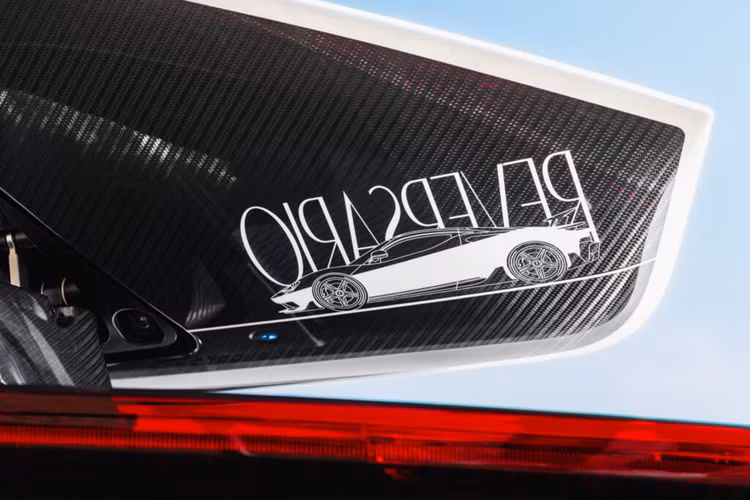 Các phần lưng ghế cũng được trang bị carbon xanh, dây an toàn màu xanh cũng như logo của thương hiệu cũng được thêu màu xanh ở phần tựa đầu hai ghế. Pininfarina cũng tạo ra một bộ hành lý ba món bao gồm cặp và túi đựng đồ được hoàn thiện bằng da màu đen với viền Iconica Blu và một số chi tiết bằng vật liệu Alcantara màu trắng.