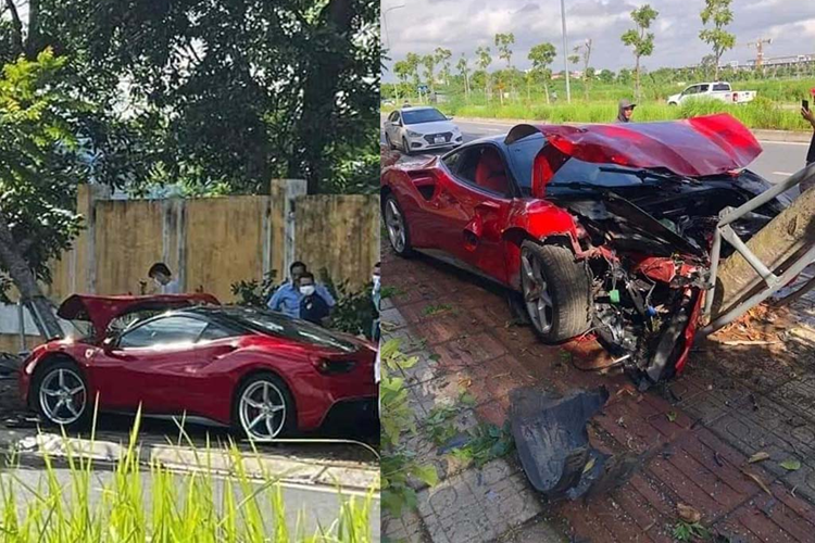 Cụ thể, phần đầu chiếc Ferrari 488 GTB gần như hỏng hoàn toàn, nắp ca-pô bị rúm ró biến dạng. Cũng rất may là siêu xe Ferrari 488 GTB có thiết kế động cơ đặt sau, do đó khi bị đâm đụng trực diện thiệt hại cũng đỡ hơn so với các mẫu xe có động cơ đặt trước.