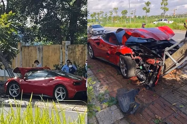 Cụ thể, phần đầu chiếc Ferrari 488 GTB gần như hỏng hoàn toàn, nắp ca-pô bị rúm ró biến dạng. Cũng rất may là siêu xe Ferrari 488 GTB có thiết kế động cơ đặt sau, do đó khi bị đâm đụng trực diện thiệt hại cũng đỡ hơn so với các mẫu xe có động cơ đặt trước.