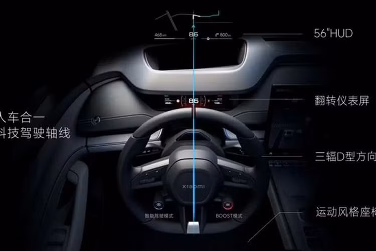 Sau khi nghiên cứu, Xiaomi Auto đã thiết kế 4 nút bấm vật lý điều chỉnh: điều hoà, thể tích không khí, cánh gió sau và hệ thống treo khí nén.