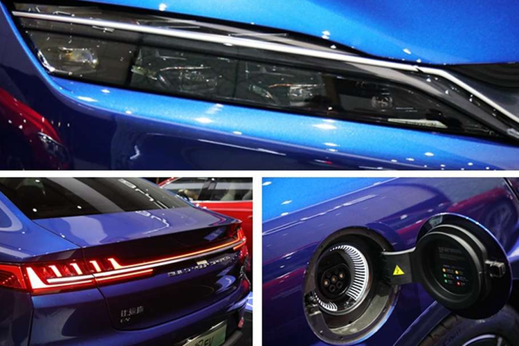 Kích thước này ngang với mẫu BMW 5-Series hay Mercedes-Benz E-Class tại Việt Nam. Thiết kế của BYD Han EV thanh thoát với thân xe dài, phần đuôi vuốt kiểu coupe. Đầu xe gây ấn tượng với cụm đèn hậu LED thon gọn cùng dải mạ chrome sáng mở rộng sang 2 bên.