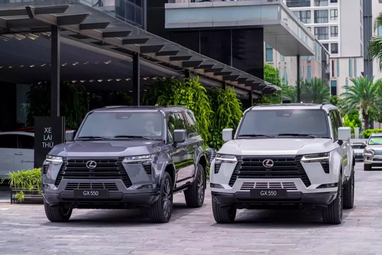 Lexus GX 2024 được phân phối tại Việt Nam với 7 tùy chọn màu sắc, bao gồm trắng Sonic Quartz, xám Mercury Gray Mica, bạc Sonic Titanium, xám Titanium Carbide Gray, đen Graphite Black Glass Flake, xanh Terrane Khaki Mica Metallic và xanh Deep Blue Mic. Nội thất của xe có 3 màu là đen, xám và nâu.