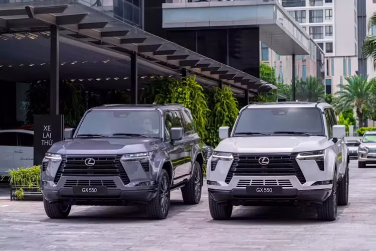 Lexus GX 2024 được phân phối tại Việt Nam với 7 tùy chọn màu sắc, bao gồm trắng Sonic Quartz, xám Mercury Gray Mica, bạc Sonic Titanium, xám Titanium Carbide Gray, đen Graphite Black Glass Flake, xanh Terrane Khaki Mica Metallic và xanh Deep Blue Mic. Nội thất của xe có 3 màu là đen, xám và nâu.