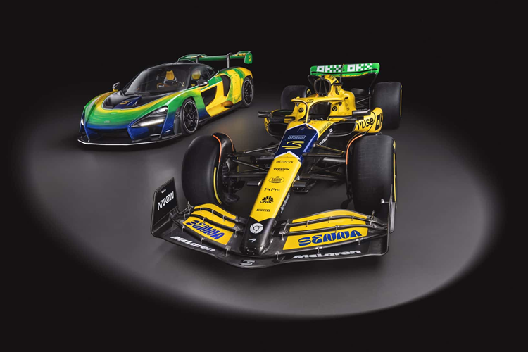 Chiếc xe này được mang trên mình màu sơn lấy cảm hứng từ chính quốc kỳ Brazil, các logo ký tự chữ “S” và “Senna” được trang trí trên cánh gió sau được cách điệu. Riêng chữ Senna được vẽ trên mặt trên cánh gió với phông chữ khác biệt. McLaren cũng đã đặc biệt vẽ chân dung của Senna lên phần thân sau xe.