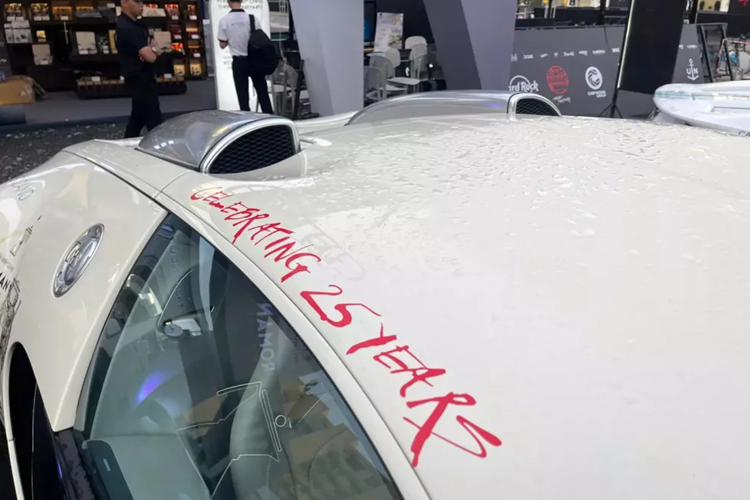 Để làm mới cho ngoại hình của chiếc xe Bugatti Veyron sau 6 năm 1 tháng mua về, ông Đặng Lê Nguyên Vũ đã thay cho xe bộ mâm độ mới rất kiểu cách, và quan trọng, dán lại 2 bên đầu xe, kép dài tới cửa xe thành màu đen, tạo điểm nhấn trên bộ áo màu trắng. Trước đó, nguyên bản của xe mang 2 màu trắng và đỏ.